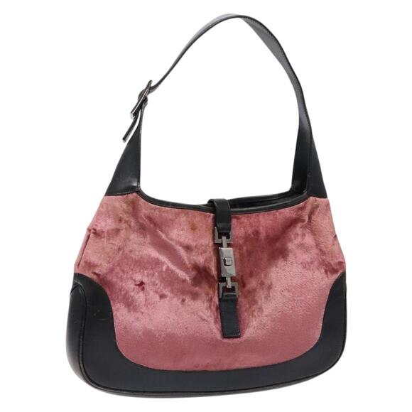 GUCCI Jackie Shoulder Bag Velor Pink Silver 001 001 - Picture 1 of 16